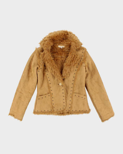 Vintage Y2k 00s Au Leiu Faux Suede Fur Lined Studded Jacket - S