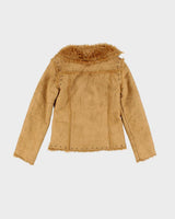 Vintage Y2k 00s Au Leiu Faux Suede Fur Lined Studded Jacket - S