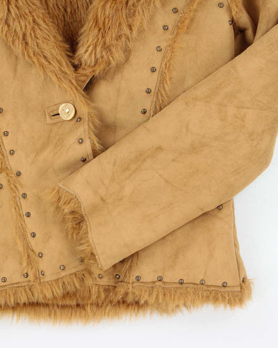 Vintage Y2k 00s Au Leiu Faux Suede Fur Lined Studded Jacket - S