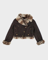 Vintage Y2k 00s O&amp;G Faux Suede Fur Lined Jacket - M