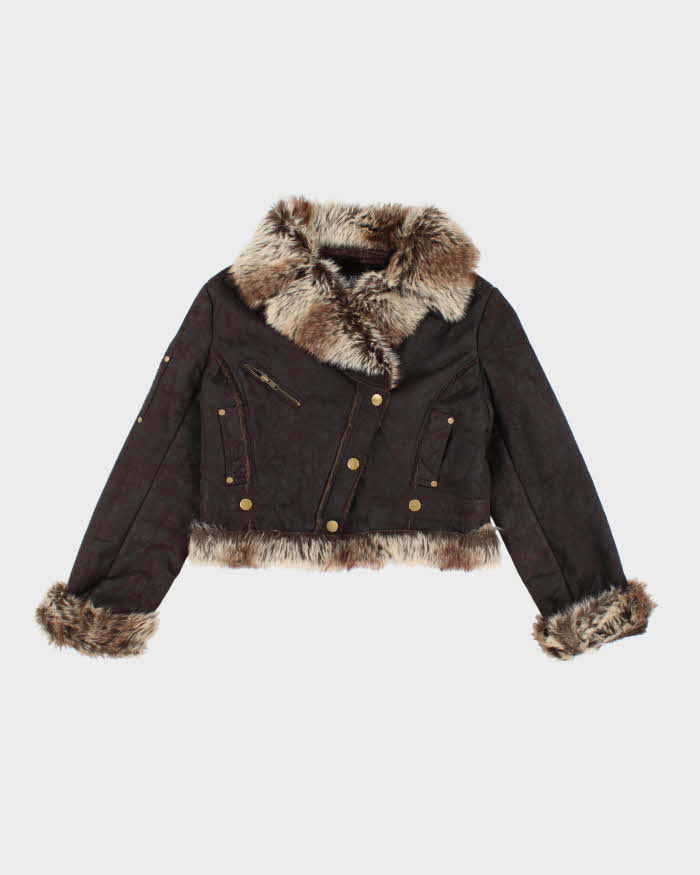 Vintage Y2k 00s O&amp;G Faux Suede Fur Lined Jacket - M