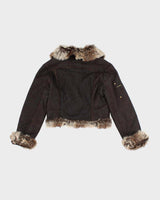 Vintage Y2k 00s O&amp;G Faux Suede Fur Lined Jacket - M