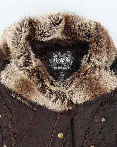Vintage Y2k 00s O&G Faux Suede Fur Lined Jacket - M