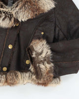 Vintage Y2k 00s O&amp;G Faux Suede Fur Lined Jacket - M