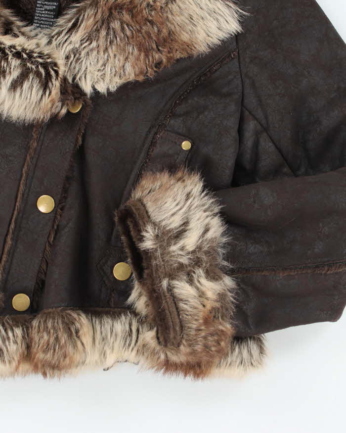 Vintage Y2k 00s O&amp;G Faux Suede Fur Lined Jacket - M