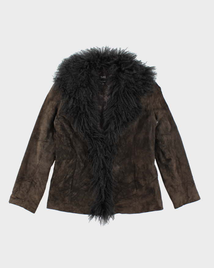 Vintage Y2k 00s F.L.A.G. Suede Faux Fur Lined Jacket - S