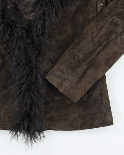 Vintage Y2k 00s F.L.A.G. Suede Faux Fur Lined Jacket - S