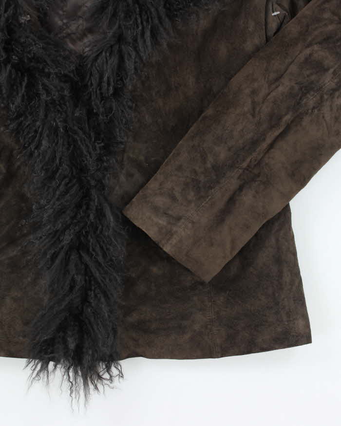 Vintage Y2k 00s F.L.A.G. Suede Faux Fur Lined Jacket - S