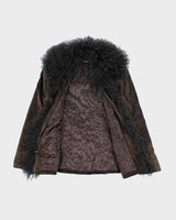 Vintage Y2k 00s F.L.A.G. Suede Faux Fur Lined Jacket - S