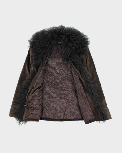 Vintage Y2k 00s F.L.A.G. Suede Faux Fur Lined Jacket - S