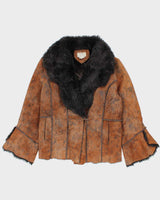 Vintage Novelti Faux Suede Fur Lined Coat - L