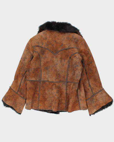 Vintage Novelti Faux Suede Fur Lined Coat - L