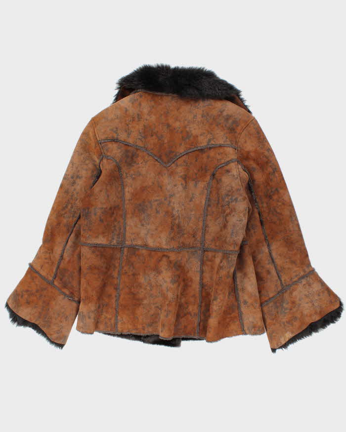 Vintage Novelti Faux Suede Fur Lined Coat - L