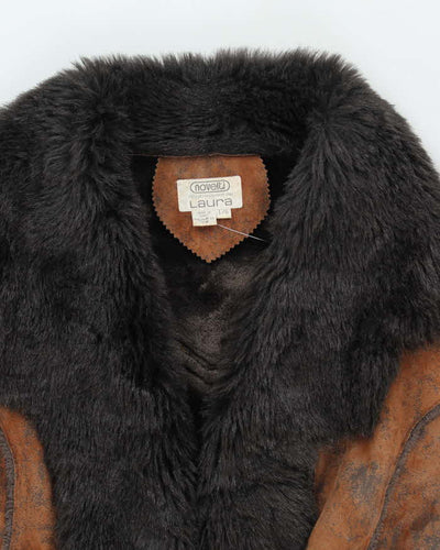 Vintage Novelti Faux Suede Fur Lined Coat - L