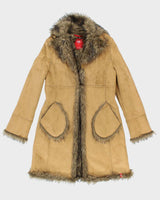 Vintage 90s EDC Faux Suede Fur Lined Coat - S