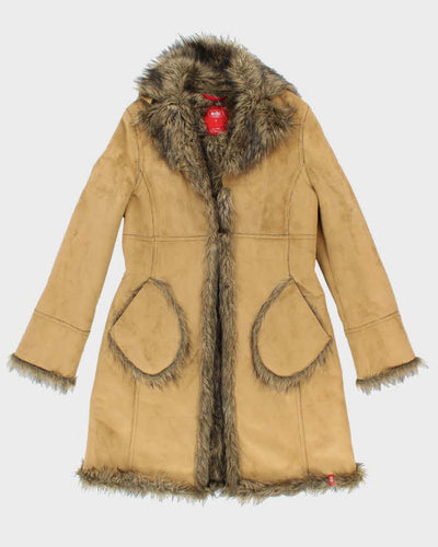 Vintage 90s EDC Faux Suede Fur Lined Coat - S
