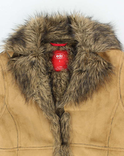 Vintage 90s EDC Faux Suede Fur Lined Coat - S