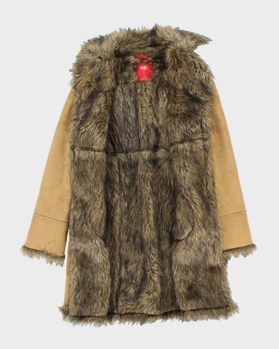 Vintage 90s EDC Faux Suede Fur Lined Coat - S