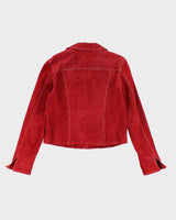 Vintage 90s Live A Little Red Suede Jacket - L