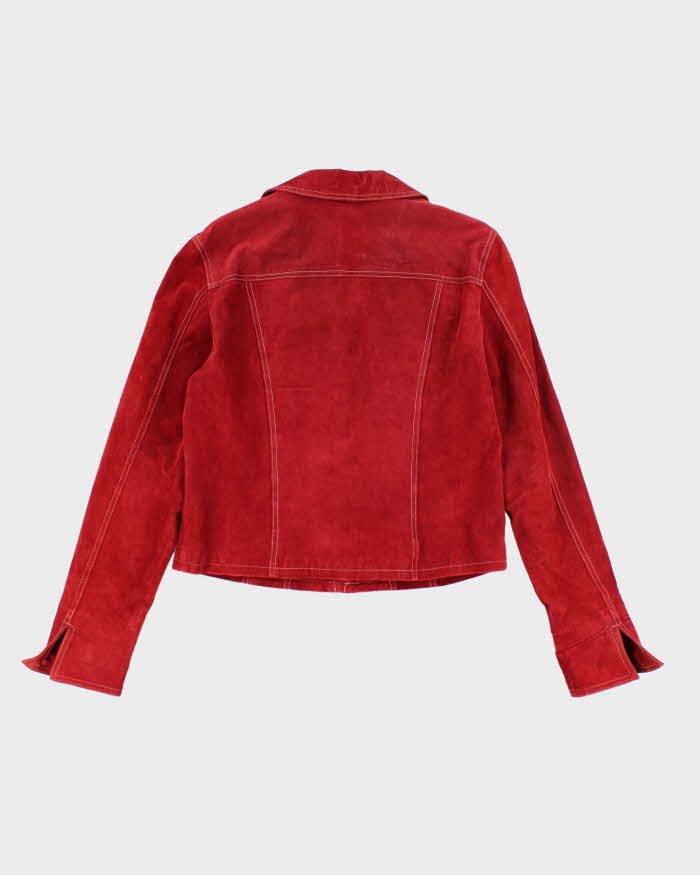 Vintage 90s Live A Little Red Suede Jacket - L