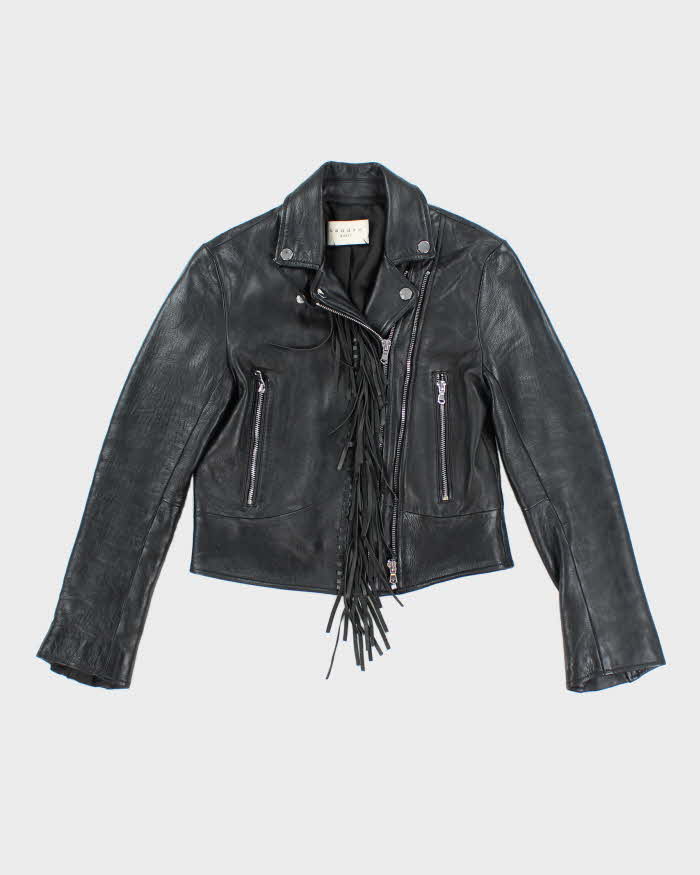 Sandro Fringe Leather Jacket - XS