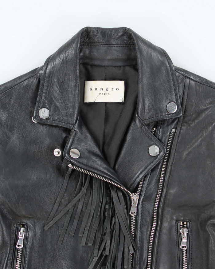 Sandro Fringe Leather Jacket - XS