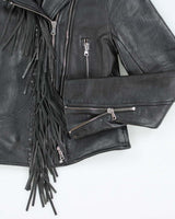 Sandro Fringe Leather Jacket - XS