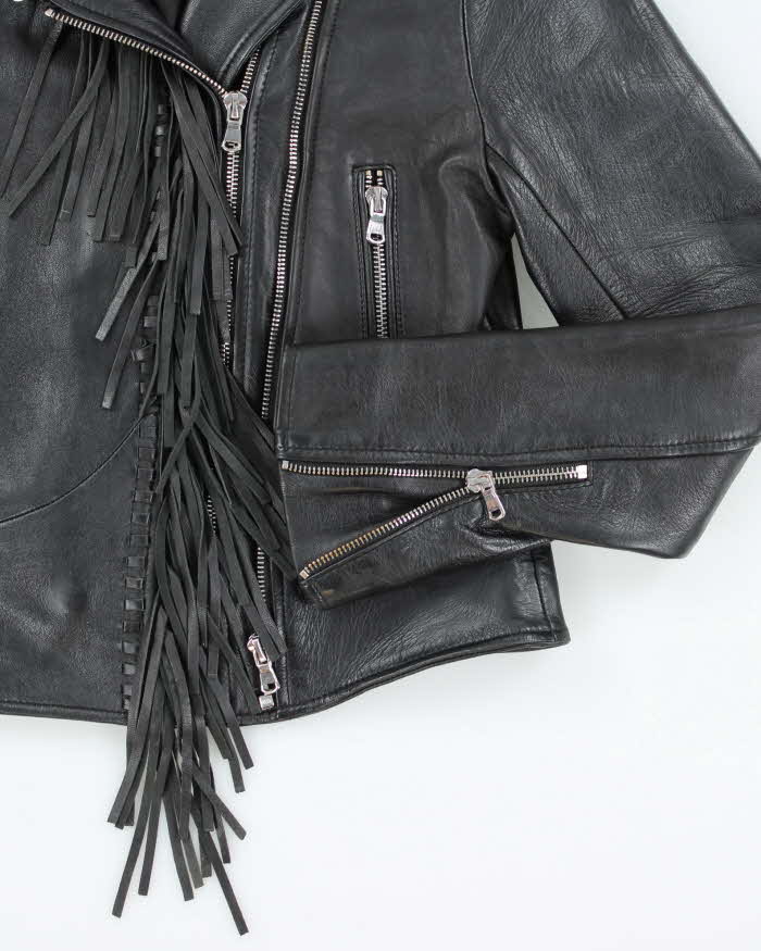 Sandro Fringe Leather Jacket - XS