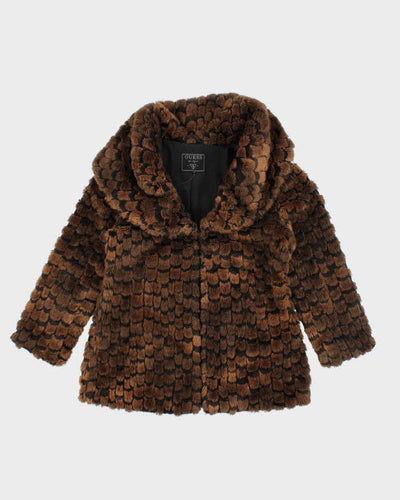 Y2k 00s Guess Faux Fur Coat - L