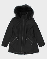 DKNY Black Hooded Coat - XL