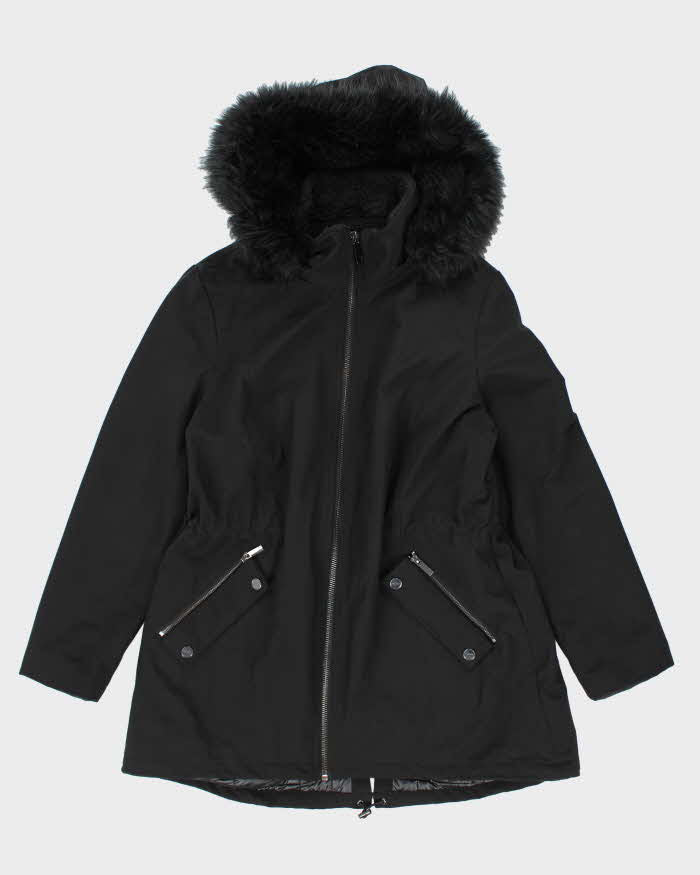 DKNY Black Hooded Coat - XL