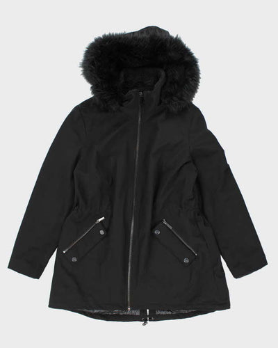 DKNY Black Hooded Coat - XL