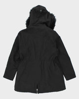 DKNY Black Hooded Coat - XL