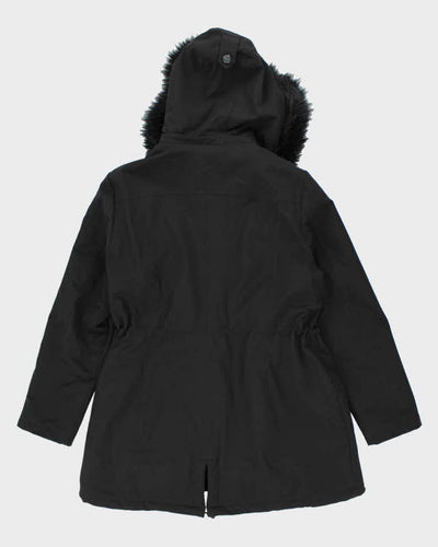 DKNY Black Hooded Coat - XL