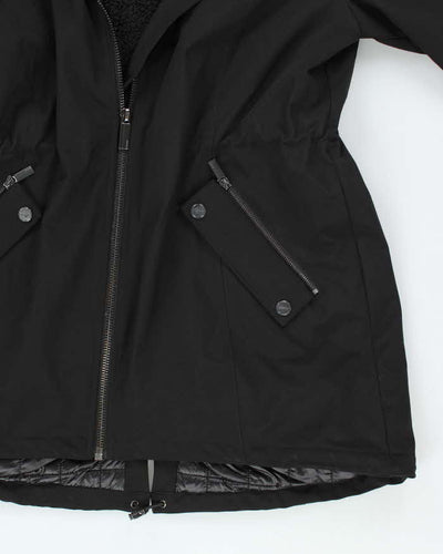 DKNY Black Hooded Coat - XL