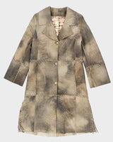 Vintage 90s Patchwork Leather Coat - M