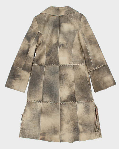 Vintage 90s Patchwork Leather Coat - M