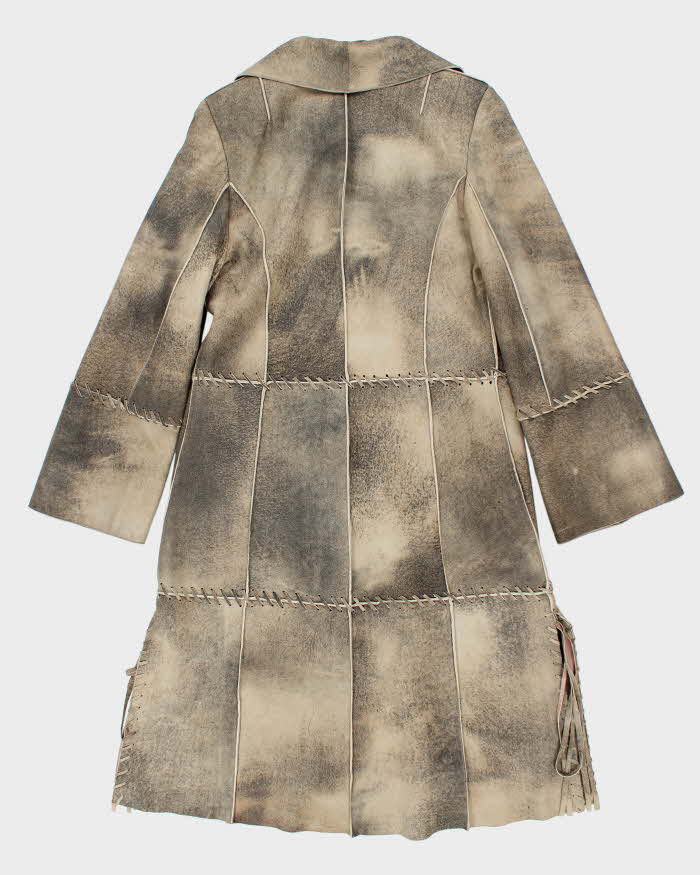 Vintage 90s Patchwork Leather Coat - M