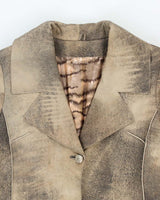 Vintage 90s Patchwork Leather Coat - M