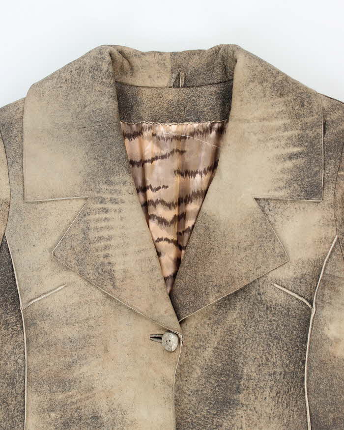 Vintage 90s Patchwork Leather Coat - M