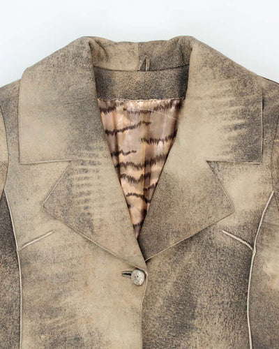 Vintage 90s Patchwork Leather Coat - M