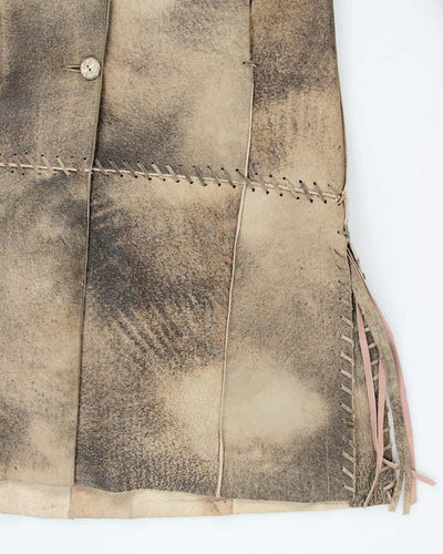 Vintage 90s Patchwork Leather Coat - M