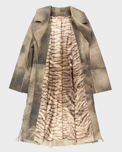 Vintage 90s Patchwork Leather Coat - M