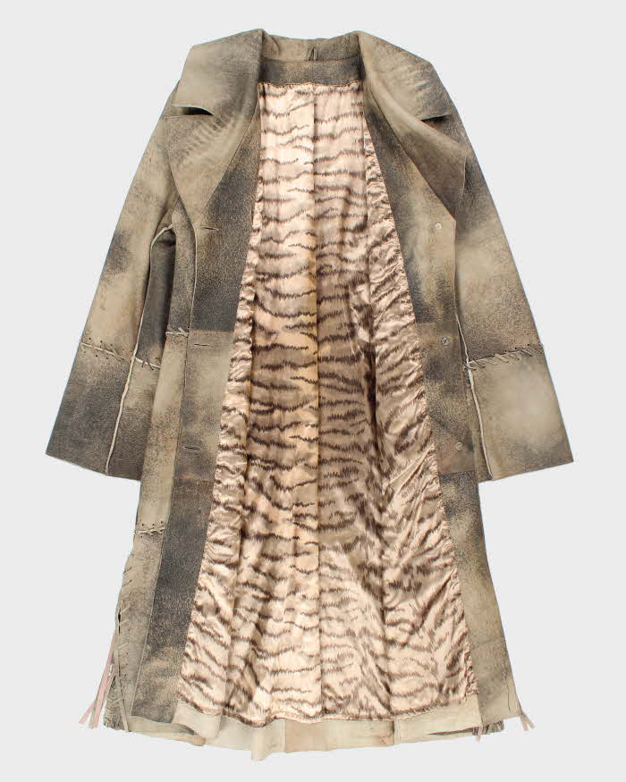Vintage 90s Patchwork Leather Coat - M
