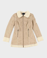 Vintage Y2k 00s Guess Faux Suede Fur Lined Coat - S