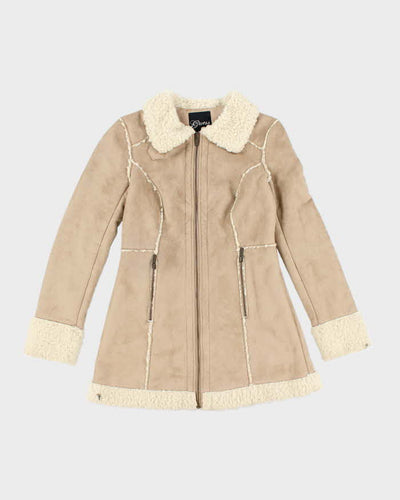Vintage Y2k 00s Guess Faux Suede Fur Lined Coat - S