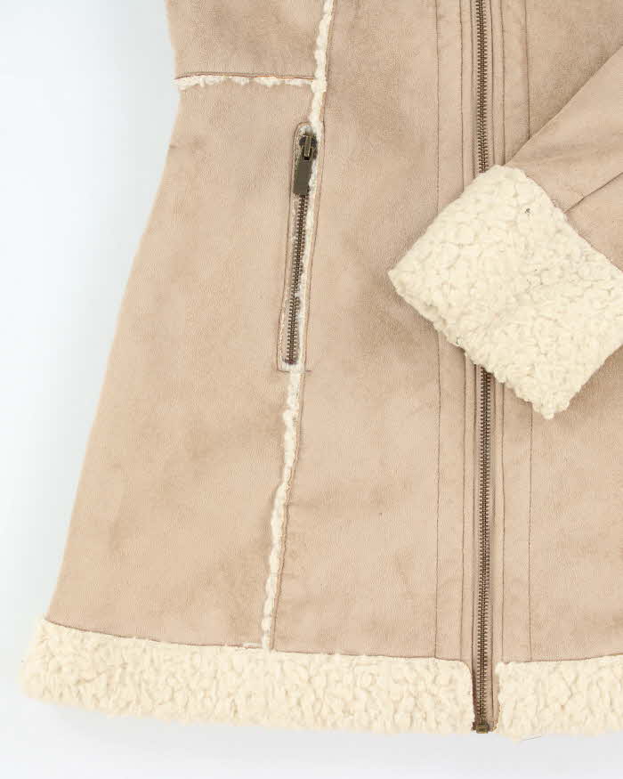 Vintage Y2k 00s Guess Faux Suede Fur Lined Coat - S