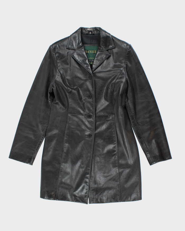 Vintage 90's Women's Danier Double Breasted Leather Trench Jacket - S
