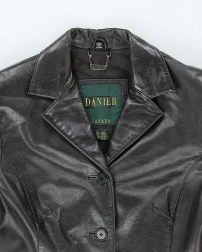 Vintage 90's Women's Danier Double Breasted Leather Trench Jacket - S