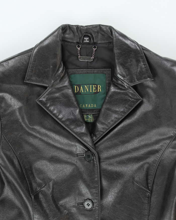 Vintage 90's Women's Danier Double Breasted Leather Trench Jacket - S